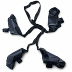 Bottes à bretelles La Grenouillère pour chien, coloris Noir, Maison Pattounes, vue 4 : l'ensemble à plat, les quatre bottes reliées par leurs sangles