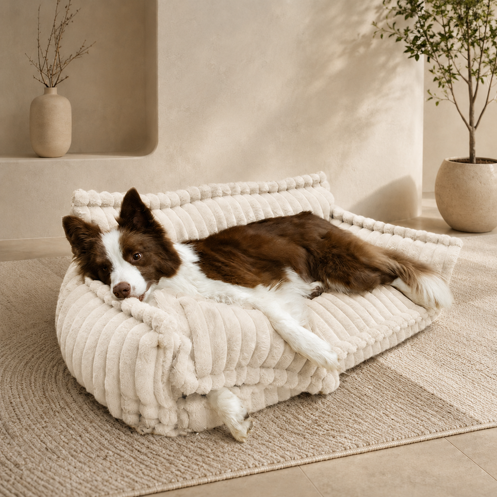 Canapé moelleux Le Boudoir pour chien, coloris Blanc, Maison Pattounes