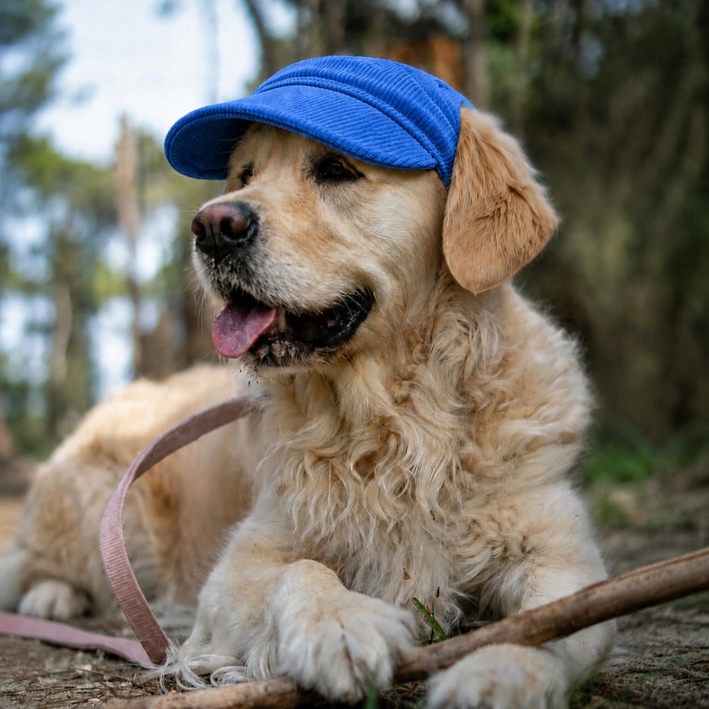 Casquette de soleil La Capeline pour chien, coloris Bleu sauge, Maison Pattounes