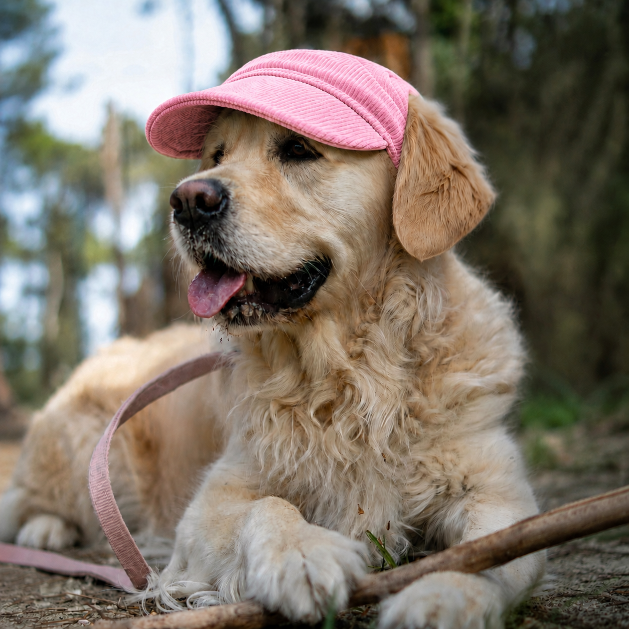 Casquette de soleil La Capeline pour chien, coloris Rose poudré, Maison Pattounes