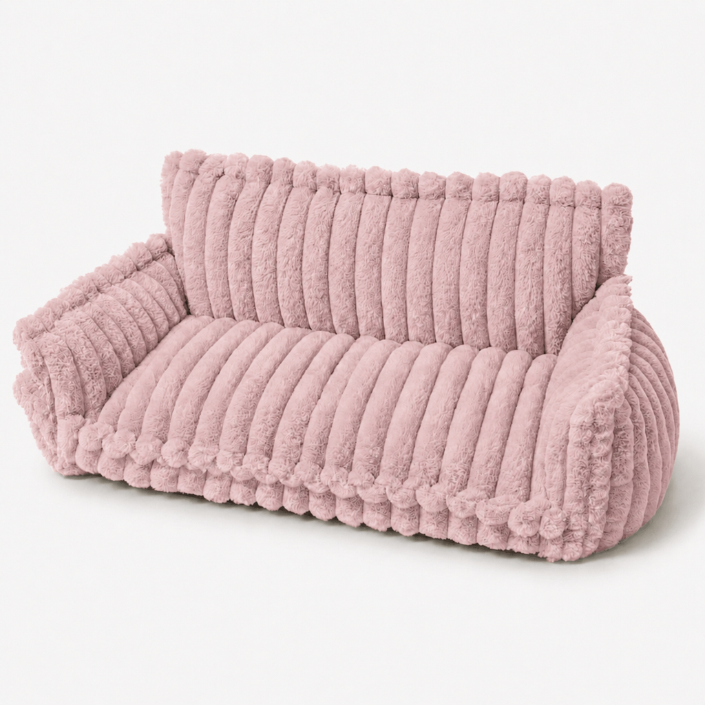 Canapé moelleux pour chien Le Boudoir Rose poudré — vue principale velours côtelé