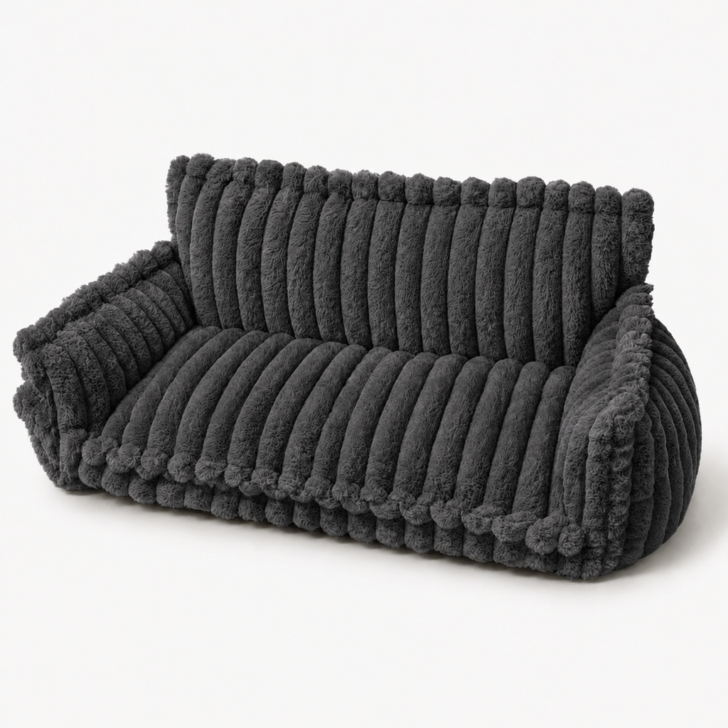 Canapé moelleux pour chien Le Boudoir Anthracite — vue principale velours côtelé