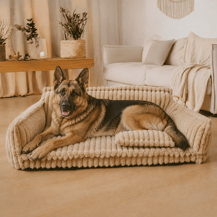 Canapé moelleux pour chien Le Boudoir Camel — détail housse amovible