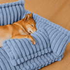 Canapé moelleux pour chien Le Boudoir Bleu marine — vue de profil