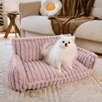 Canapé moelleux pour chien Le Boudoir Rose poudré — mise en situation salon
