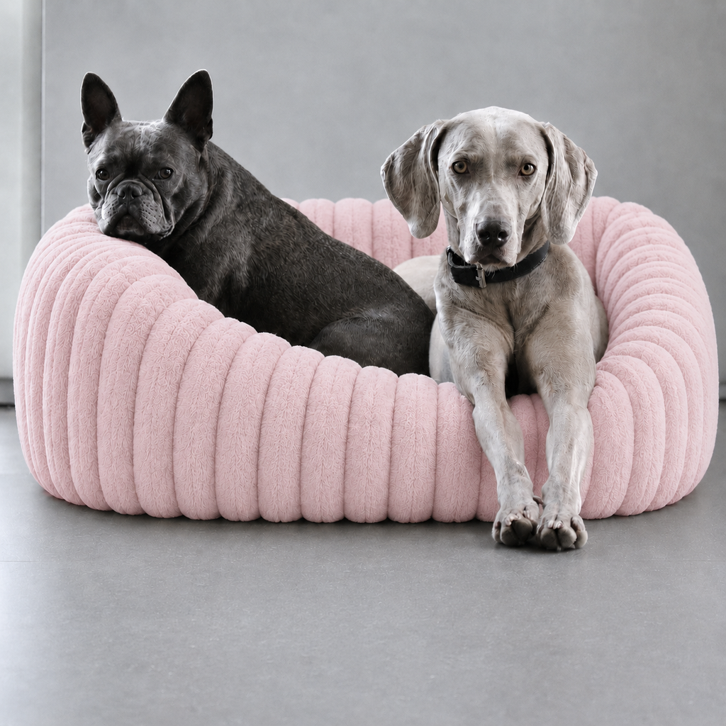 Panier moelleux Le Cocon pour chien, coloris Rose poudré, Maison Pattounes, vue 2