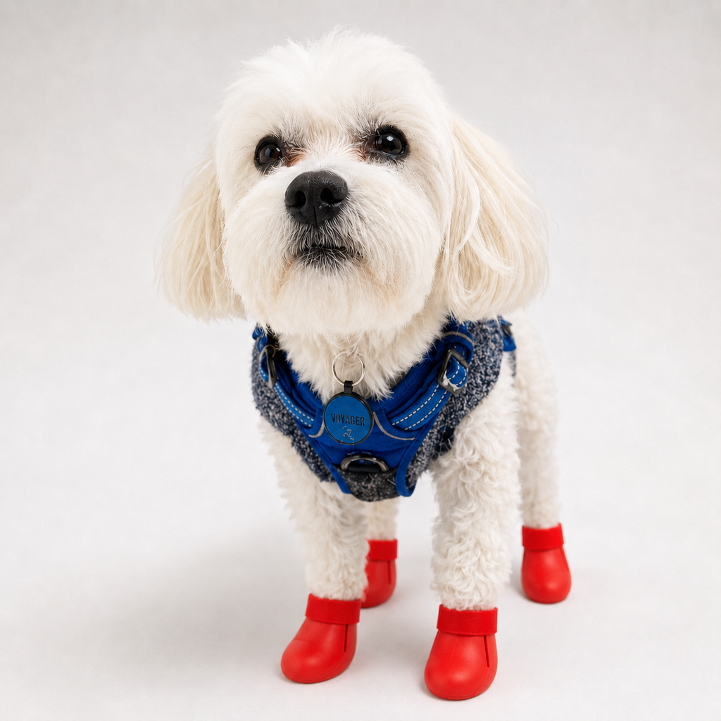 Bottes de pluie L'Ondée pour chien, coloris Rouge, Maison Pattounes, vue 1