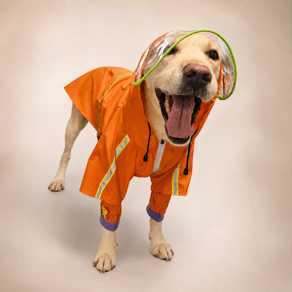 Imperméable à capuche Le Suroît pour chien, coloris Orange, Maison Pattounes, vue 3