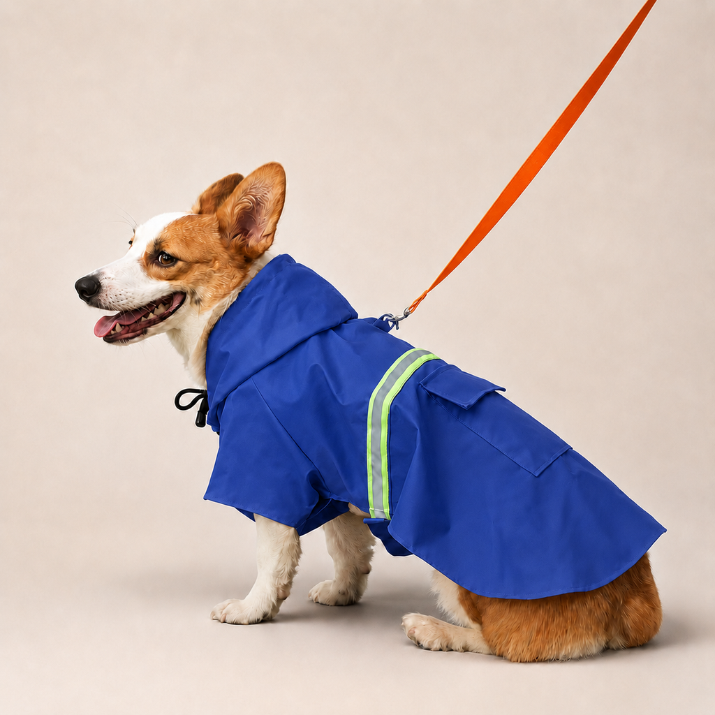 Imperméable à capuche Le Suroît pour chien, coloris Bleu nuit, Maison Pattounes, vue 1