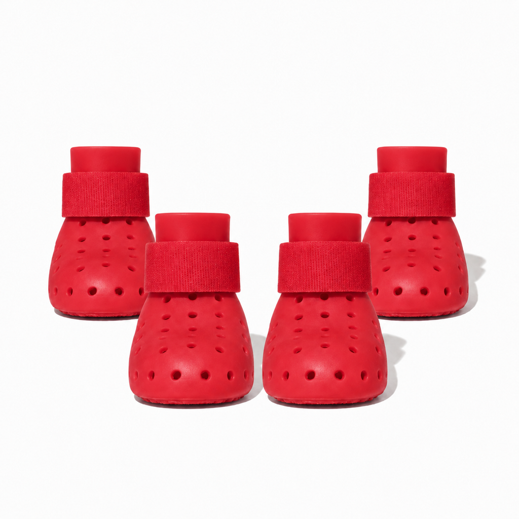 Bottes ajourées L'Estival pour chien, coloris Rouge, Maison Pattounes, vue 2