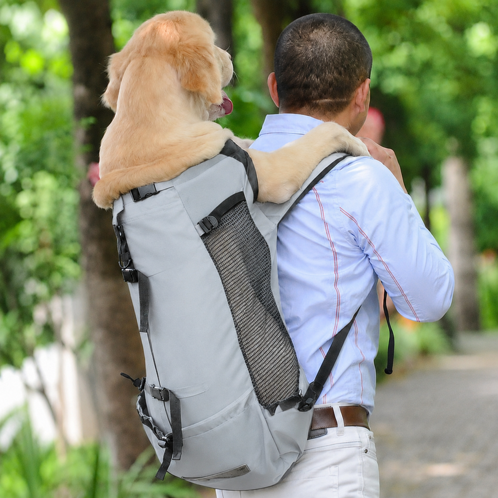 Sac à dos de portage Le Grimpeur pour chien, coloris Gris clair, Maison Pattounes, vue 4