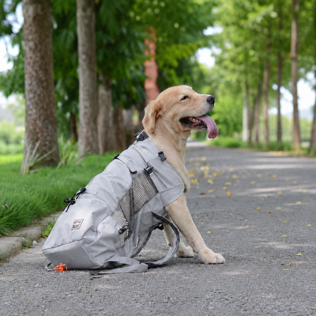 Sac à dos de portage Le Grimpeur pour chien, coloris Gris clair, Maison Pattounes, vue 5