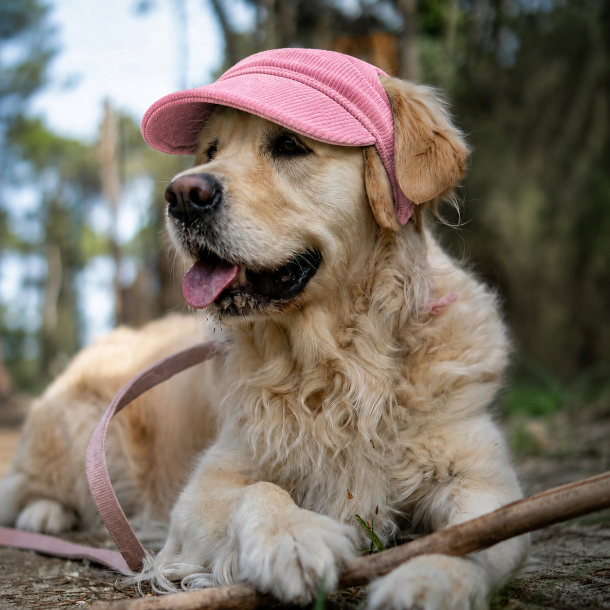 Casquette de soleil La Capeline pour chien, coloris Rose poudré, Maison Pattounes, vue 2