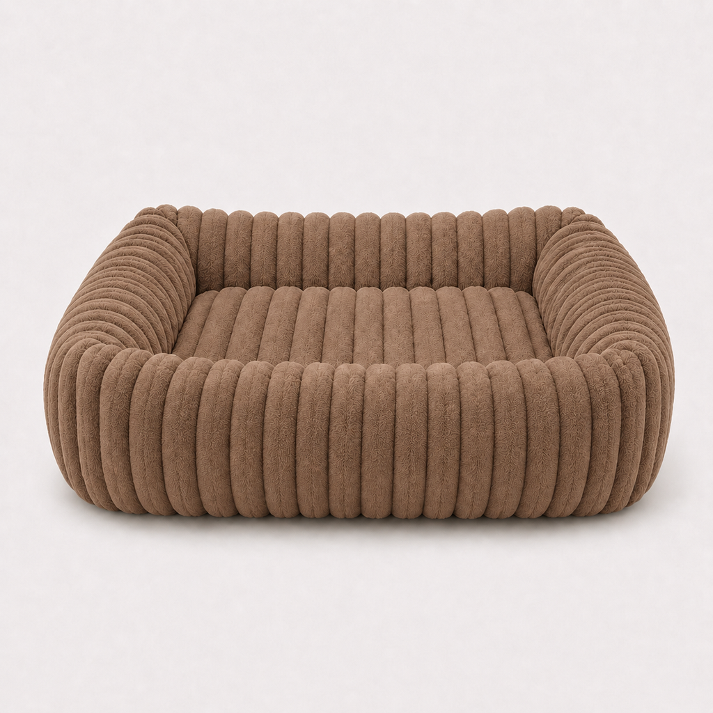 Panier nid pelucheux pour chien Le Cocon — coloris Marron noisette, velours flannel longue maille