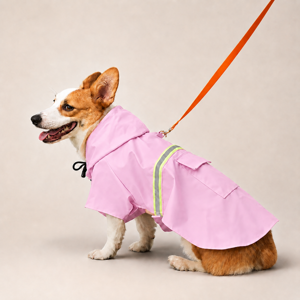 Imperméable à capuche Le Suroît pour chien, coloris Rose, Maison Pattounes, vue 1