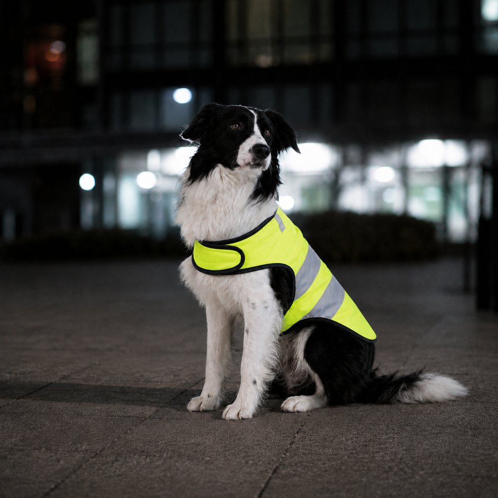 Gilet de sécurité réfléchissant Le Phare pour chien, coloris Jaune fluo, Maison Pattounes, vue 1