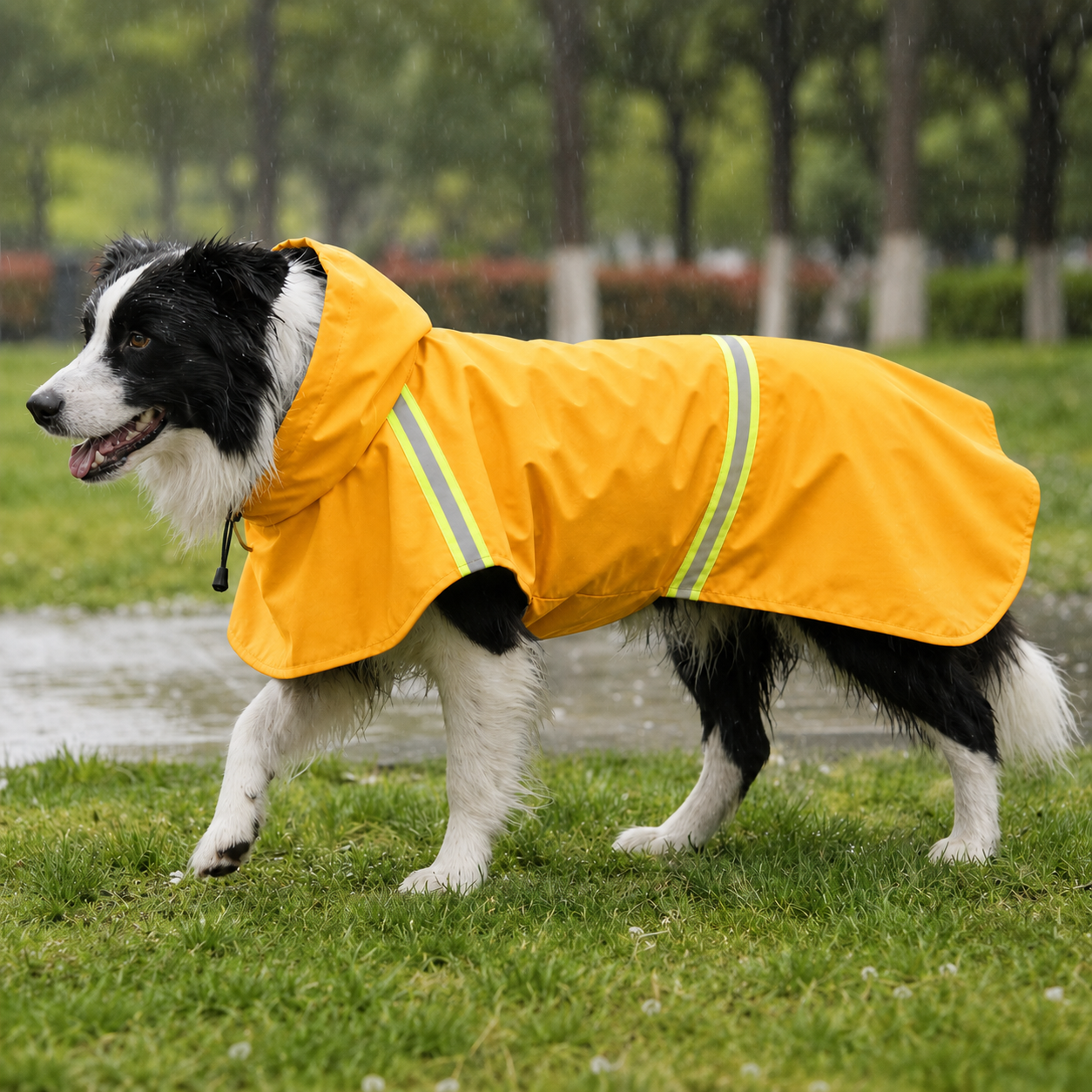Imperméable à capuche Le Suroît pour chien, coloris Jaune safran, Maison Pattounes