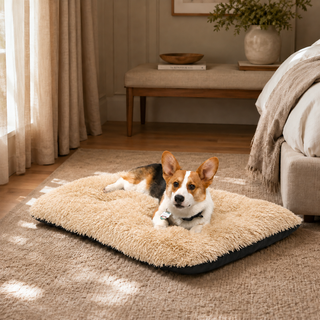 Lit moelleux chaud Le Nuage pour chien, coloris Abricot, Maison Pattounes