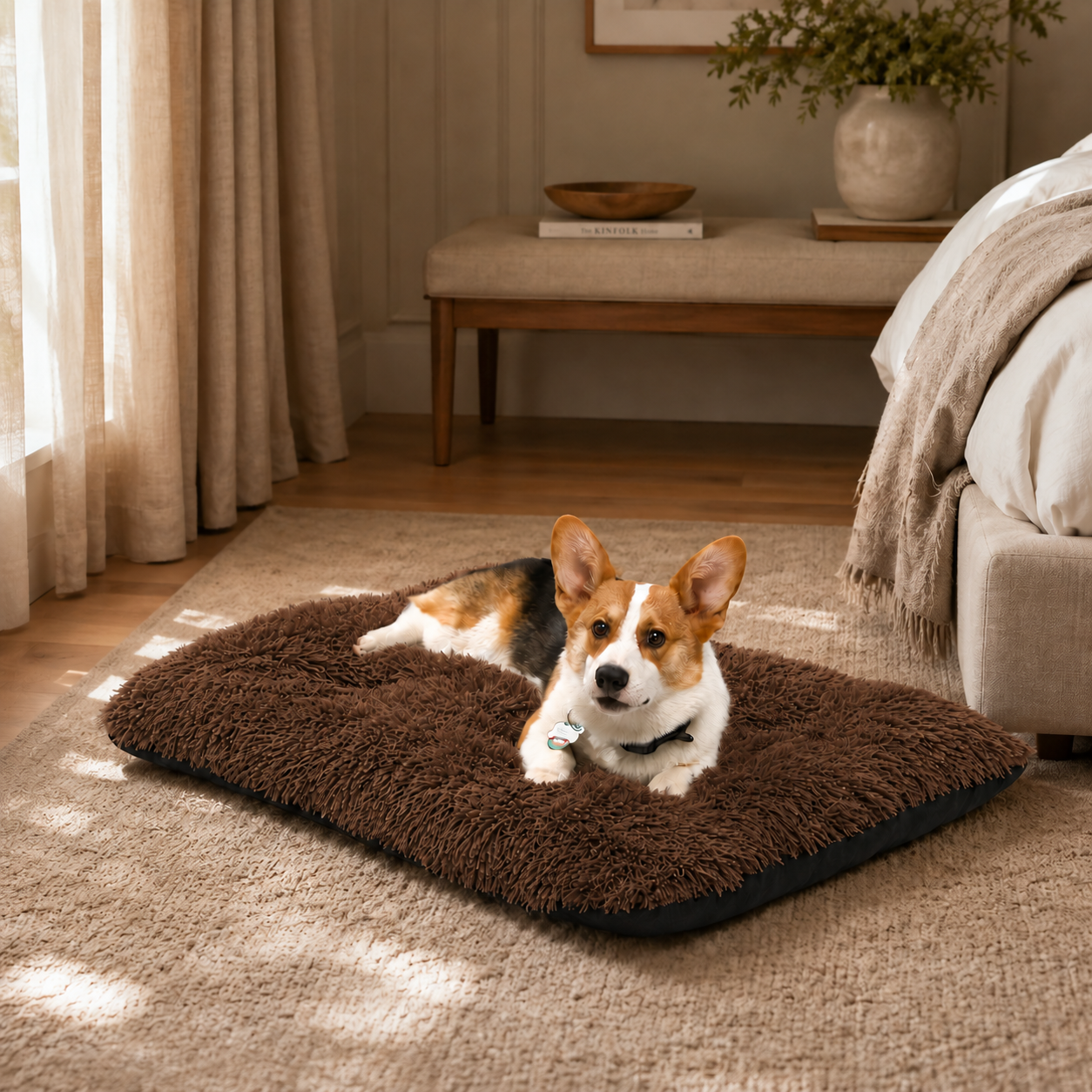 Lit moelleux chaud Le Nuage pour chien, coloris Café, Maison Pattounes