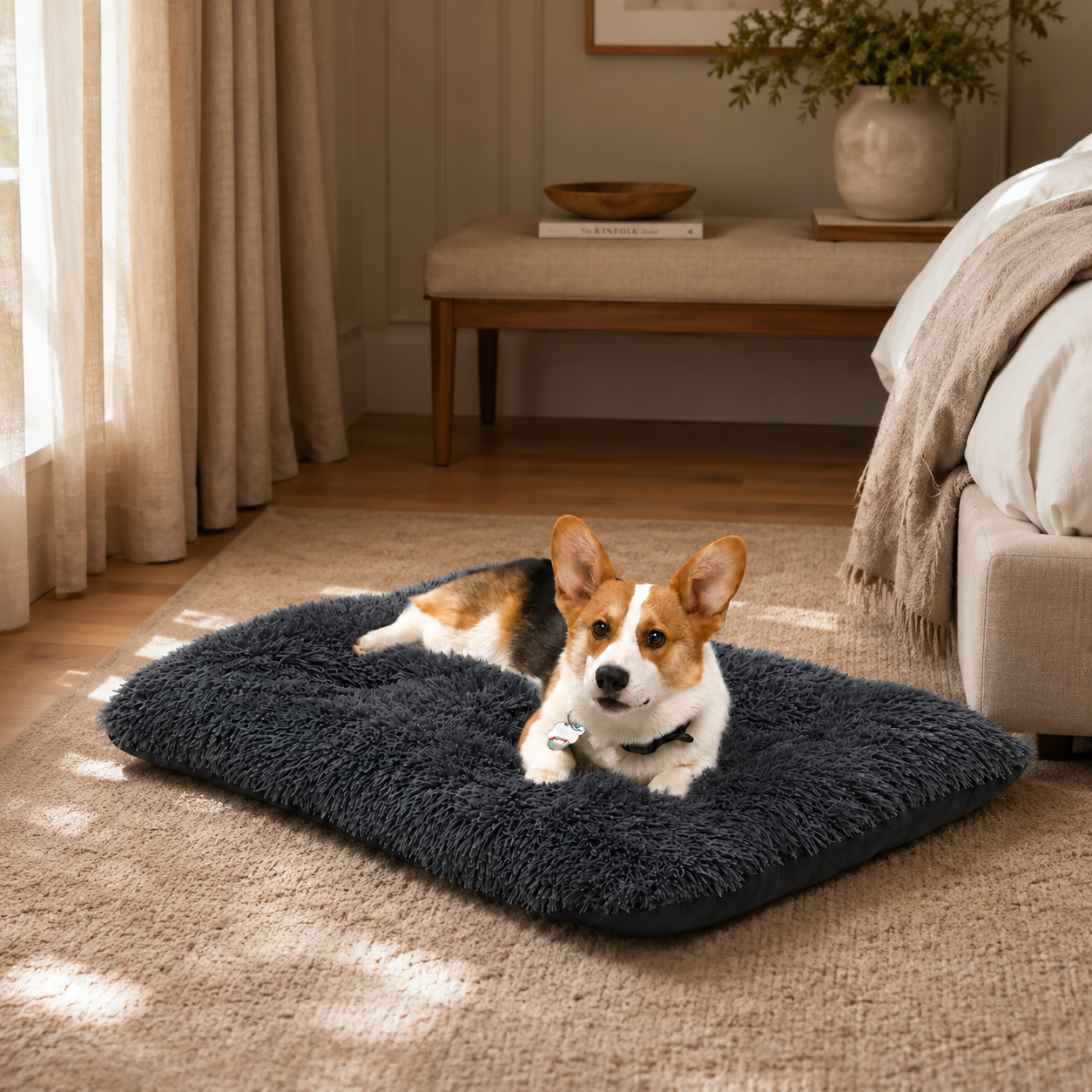 Lit moelleux chaud Le Nuage pour chien, coloris Gris Anthracite, Maison Pattounes