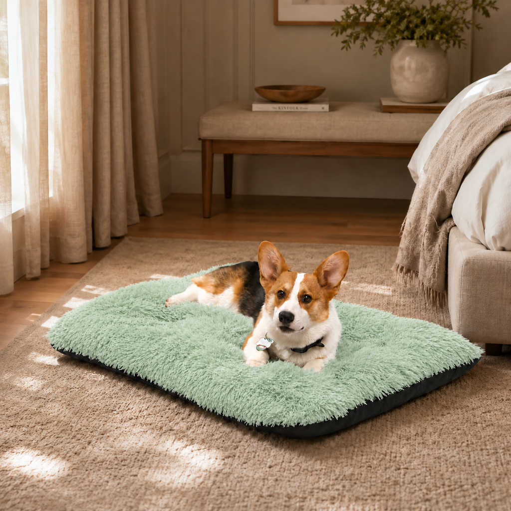 Lit moelleux chaud Le Nuage pour chien, coloris Vert Tendre, Maison Pattounes