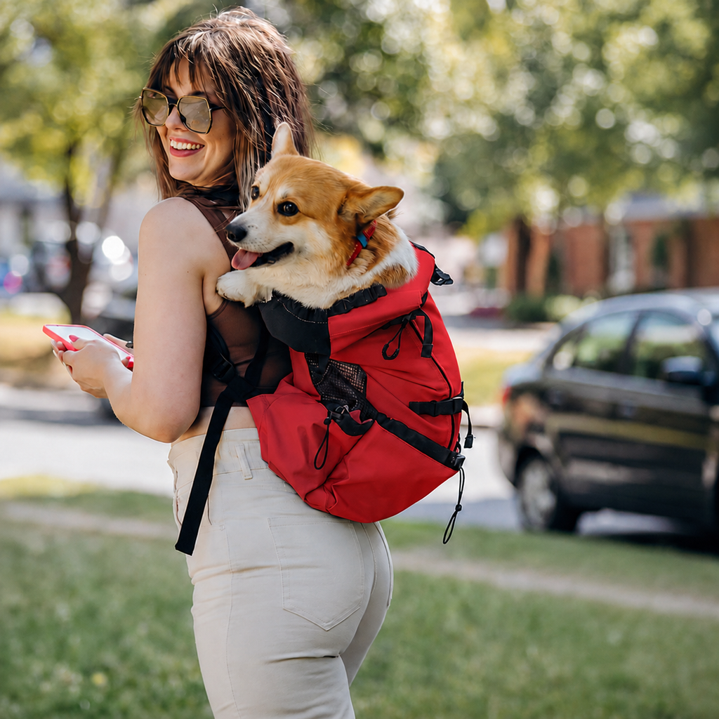 Sac à dos de portage Le Grimpeur pour chien, coloris Rouge, Maison Pattounes, vue 3