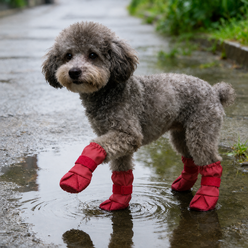 Bottes imperméables Le Chausson pour chien, coloris Rouge, Maison Pattounes, vue 2